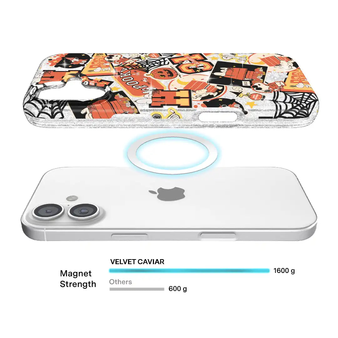 Snoopy Halloween Varsity Glitter iPhone Case
