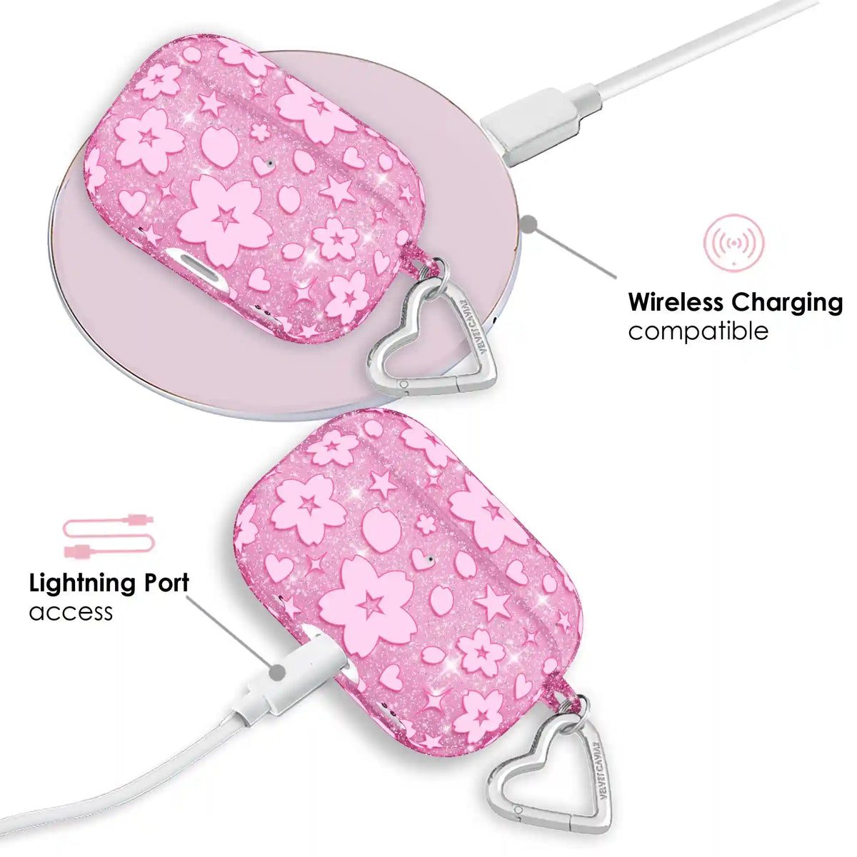 Cherry Blossom Glitter AirPod Case