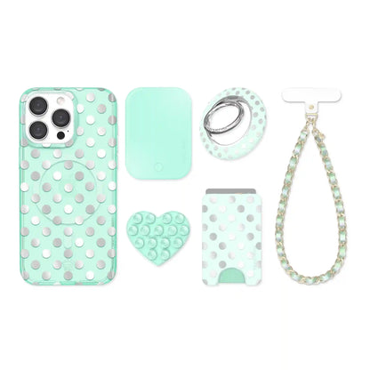 Mint Chrome Polka Dot iPhone Bundle Set