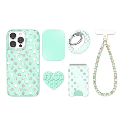 Mint Chrome Polka Dot iPhone Bundle Set