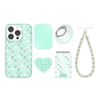 Mint Chrome Polka Dot iPhone Bundle Set