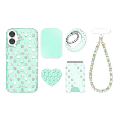 Mint Chrome Polka Dot iPhone Bundle Set