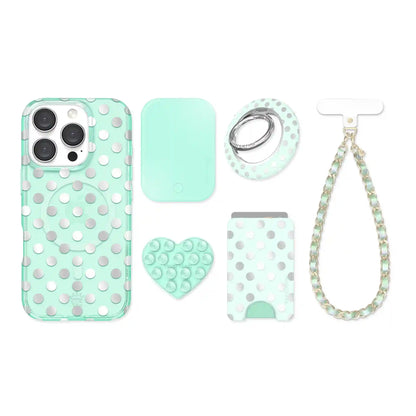 Mint Chrome Polka Dot iPhone Bundle Set