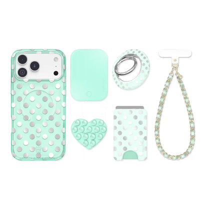 Mint Chrome Polka Dot iPhone Bundle Set