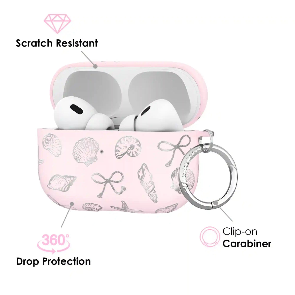 Pink Coastal Seashells AirPod Case