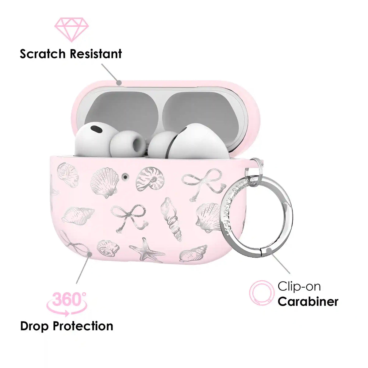 Pink Coastal Seashells AirPod Case