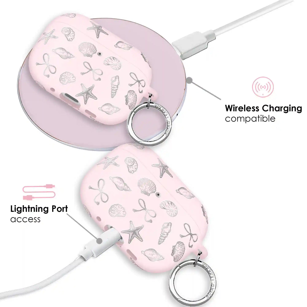 Pink Coastal Seashells AirPod Case