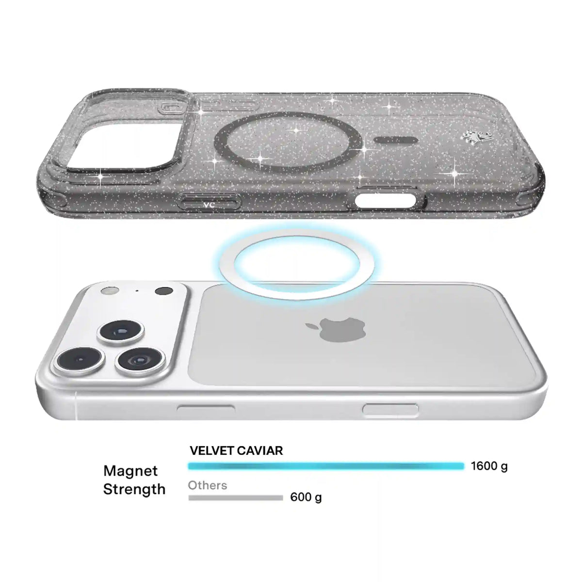 Grey Stardust Glitter iPhone Case